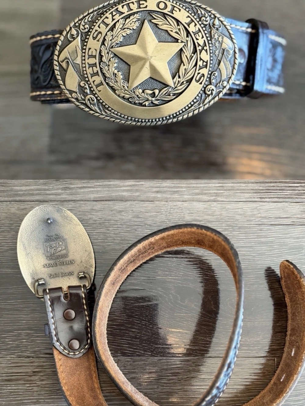 Tony Lama Collection State Series Solid Brass Belt The State of Texas Women’s XS